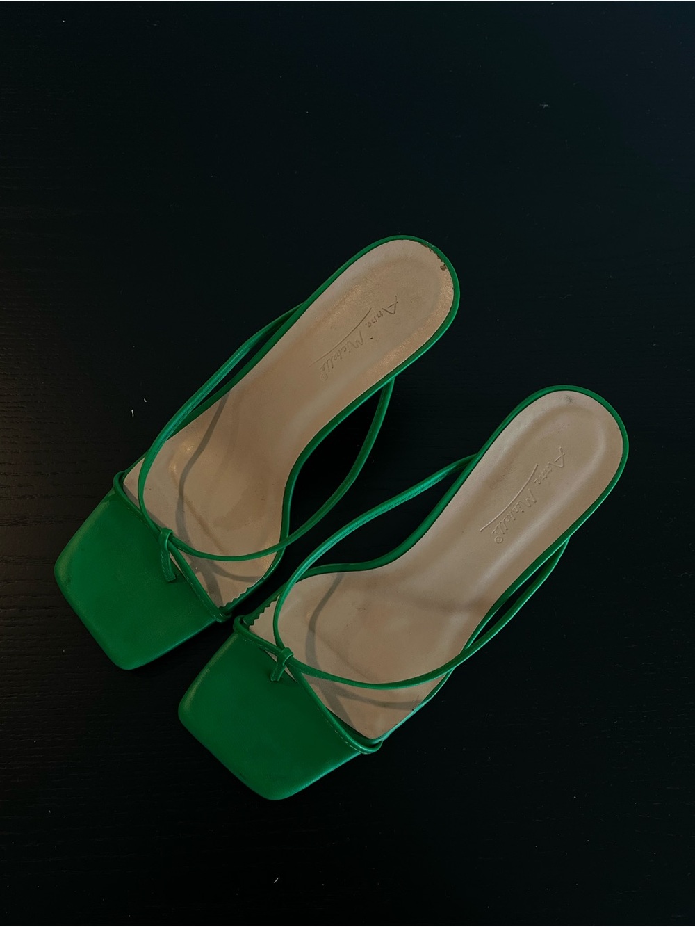 Green Strappy Square-Toe Women’s Heels - Picture 4 of 4